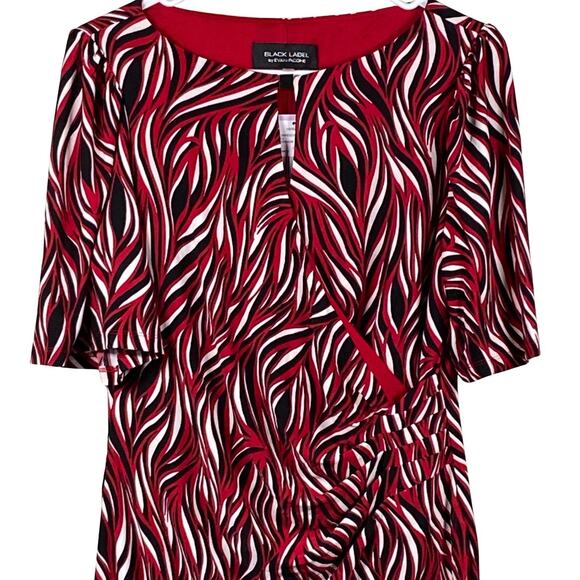 NEW Women’s Dress Black Label by Evan-Picone Size 6 Black Red White Midi NWT - Picture 2 of 8